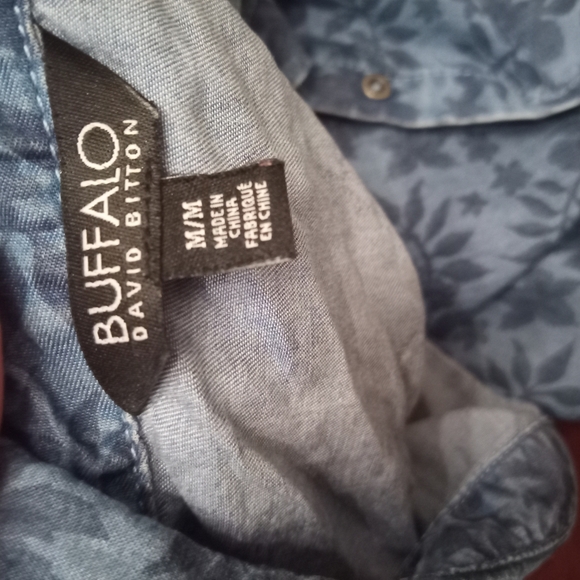 Buffalo David Bitton Blue Floral Denim Vest - Picture 2 of 3